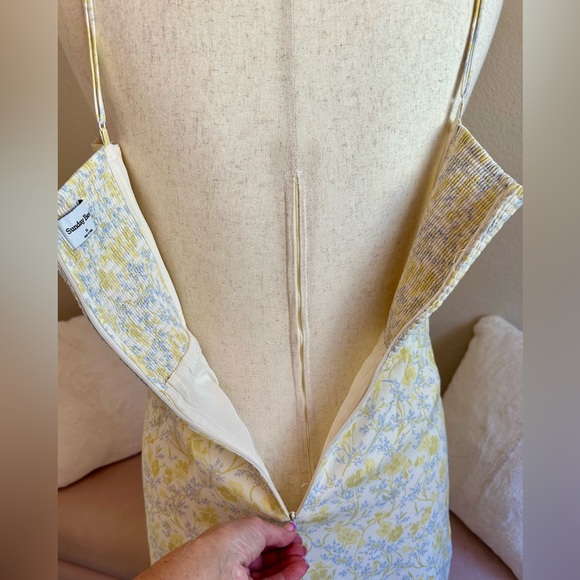 Sunday Best Aritzia Mini Dress Yellow Ditzy Floral Women’s S Milkmaid Coquette - Picture 6 of 13
